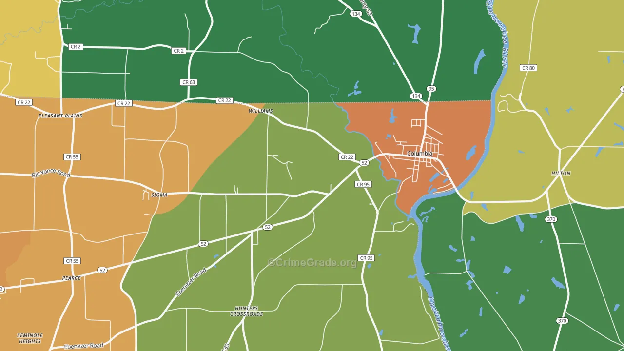 Columbia, AL Map of Drug-Related Crime Rates