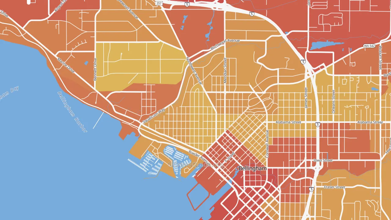 Columbia, Bellingham, WA Map of Drug-Related Crime Rates