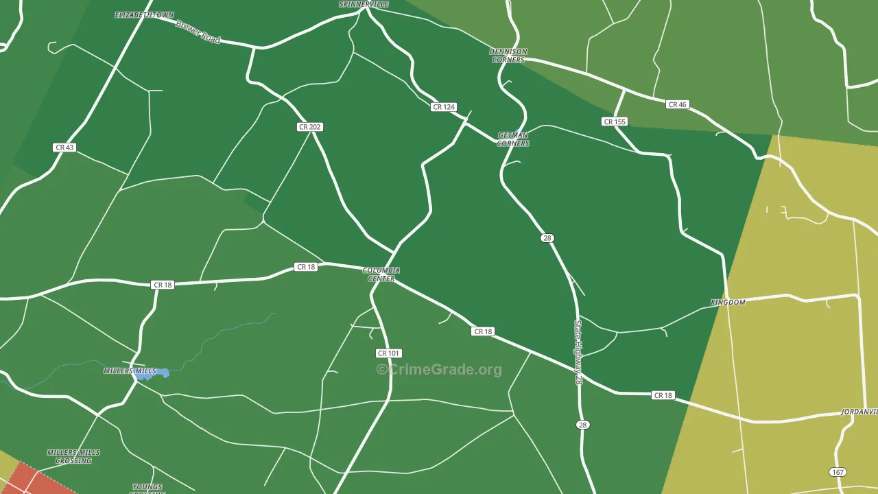 Columbia Center, NY Map of Drug-Related Crime Rates