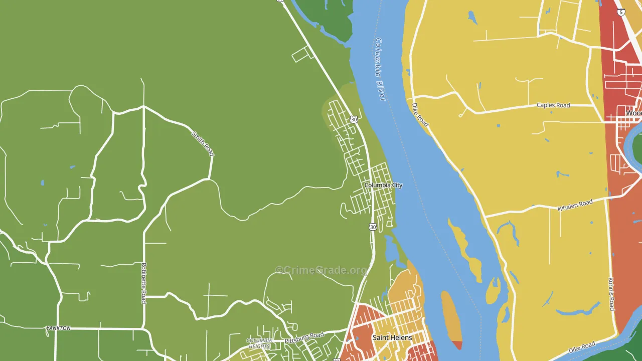 Columbia City, OR Map of Drug-Related Crime Rates