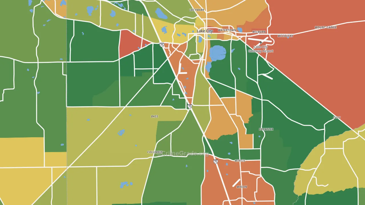 Columbia County, FL Map of Drug-Related Crime Rates