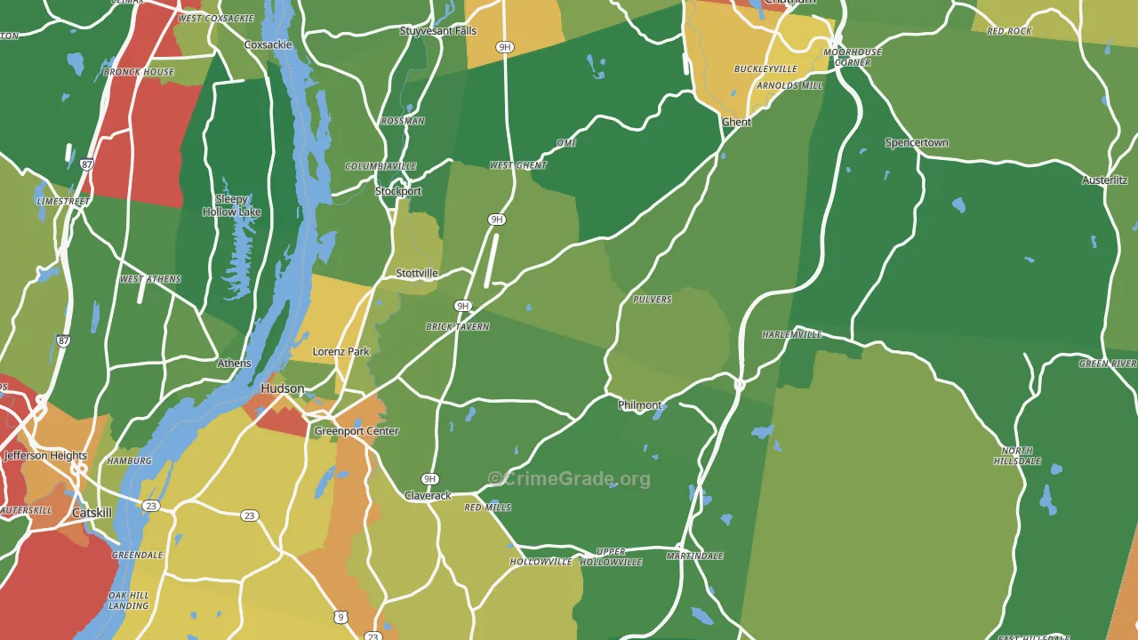Columbia County, NY Map of Drug-Related Crime Rates