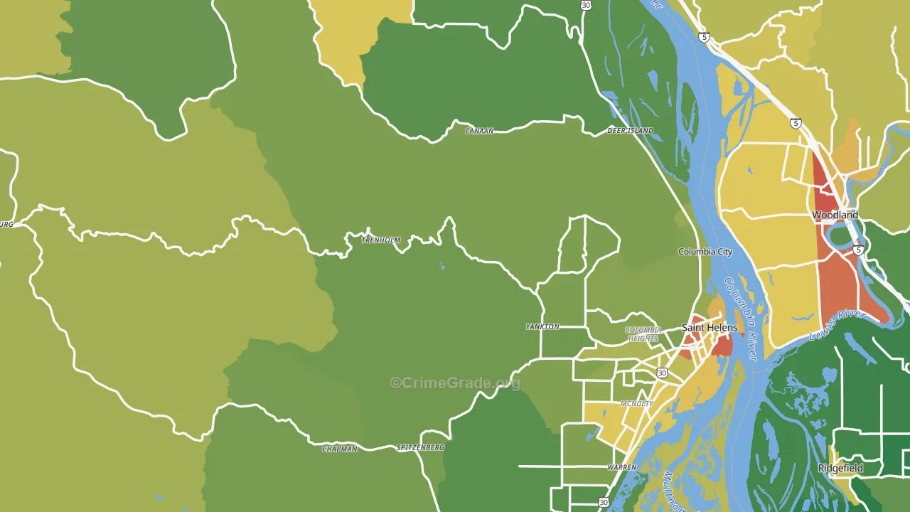 Columbia County, OR Map of Drug-Related Crime Rates