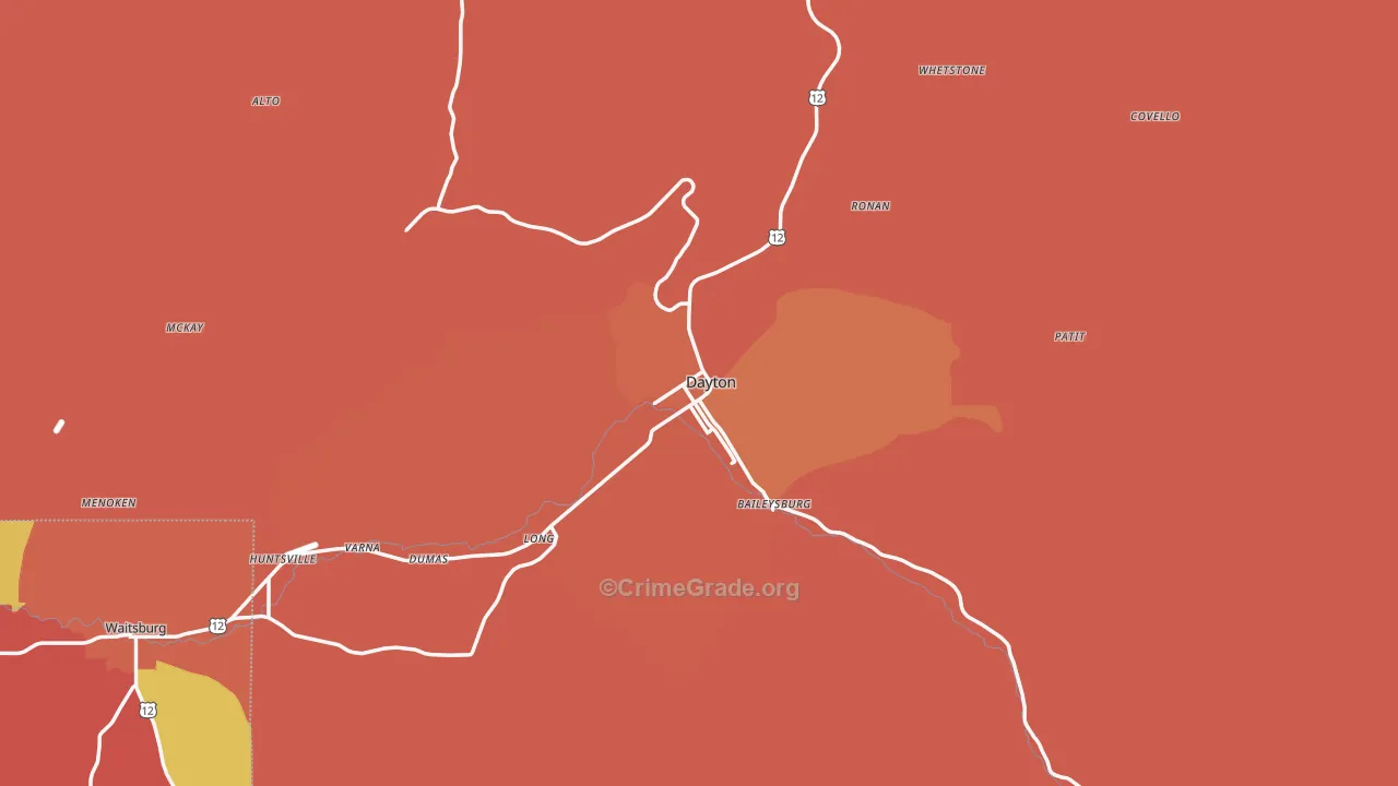 Columbia County, WA Map of Drug-Related Crime Rates