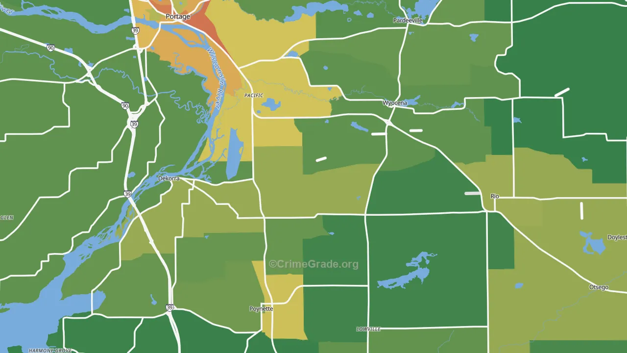 Columbia County, WI Map of Drug-Related Crime Rates