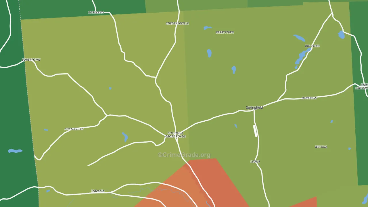 Columbia Cross Roads, PA Map of Drug-Related Crime Rates