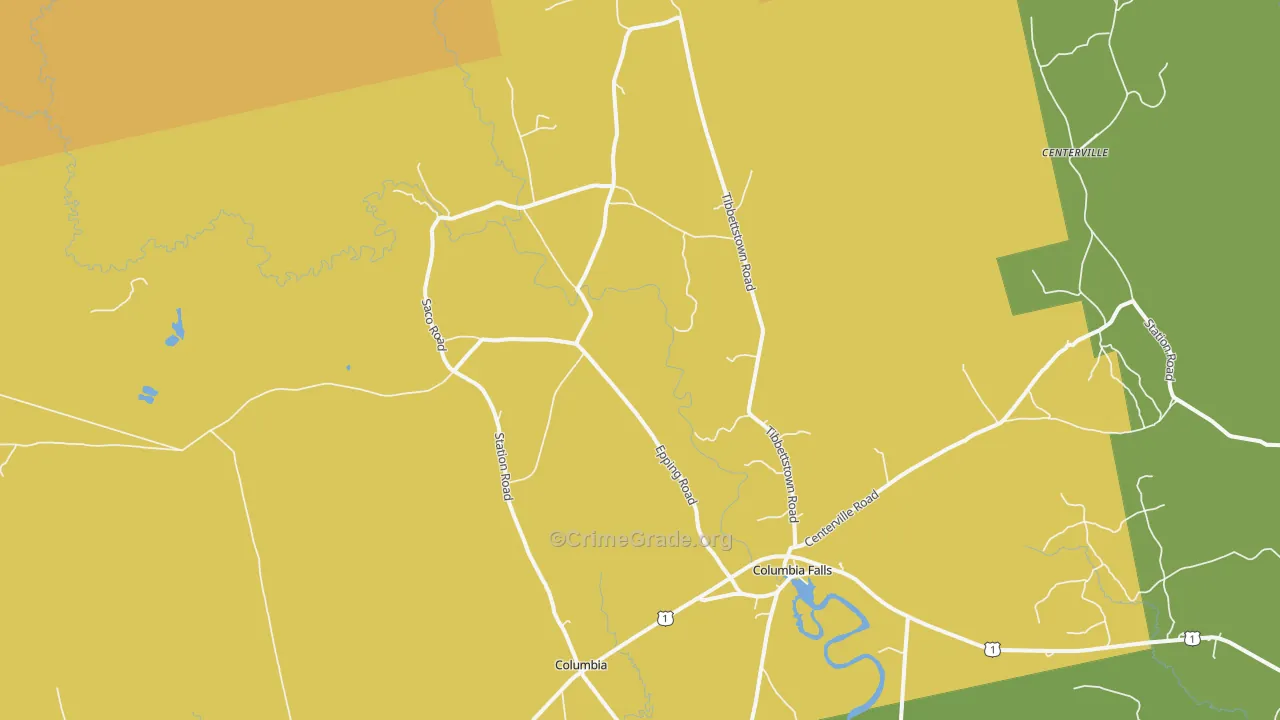 Columbia Falls, ME Map of Drug-Related Crime Rates