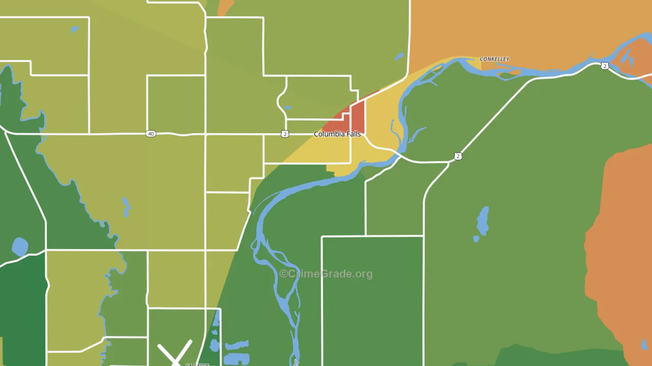 Columbia Falls, MT Map of Drug-Related Crime Rates
