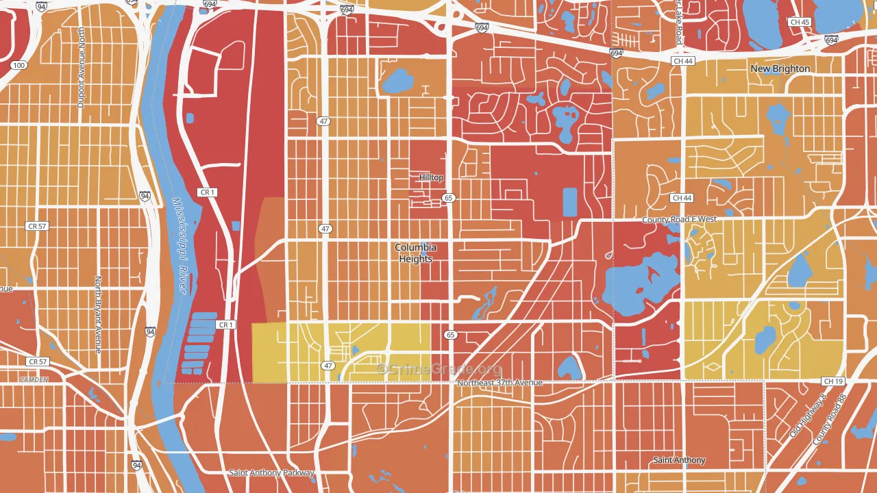 Columbia Heights, MN Map of Drug-Related Crime Rates