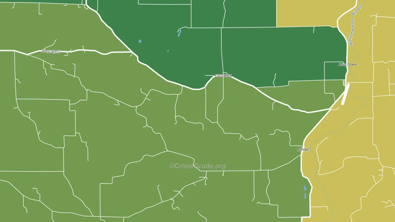 Columbia, IN Map of Drug-Related Crime Rates