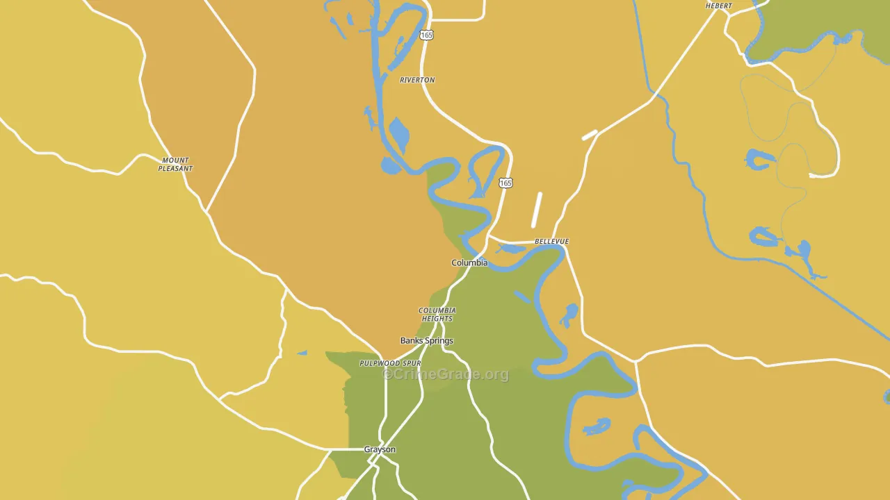Columbia, LA Map of Drug-Related Crime Rates