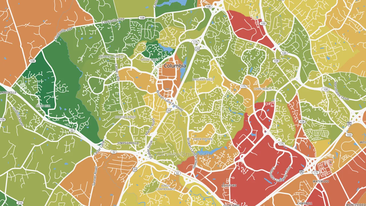 Columbia, MD Map of Drug-Related Crime Rates