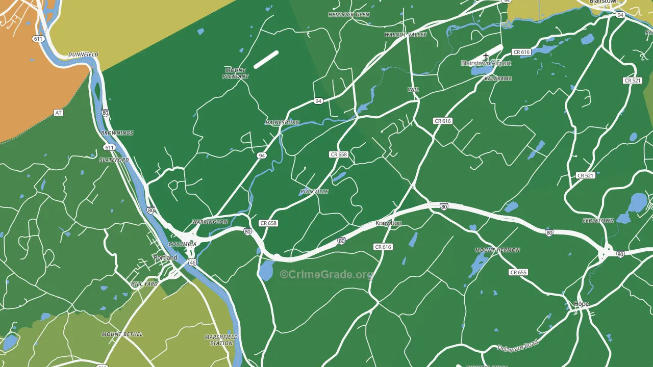 Columbia, NJ Map of Drug-Related Crime Rates