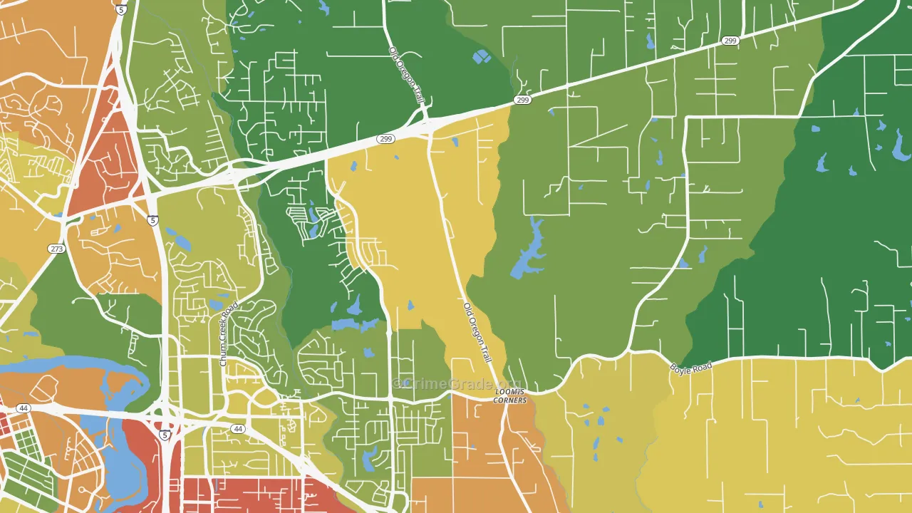 Columbia, Redding, CA Map of Drug-Related Crime Rates