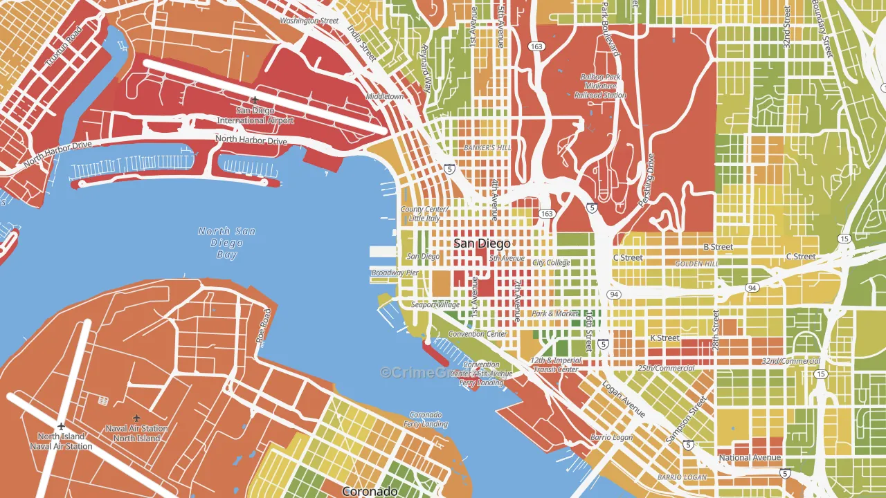 Columbia San Diego, San Diego, CA Map of Drug-Related Crime Rates