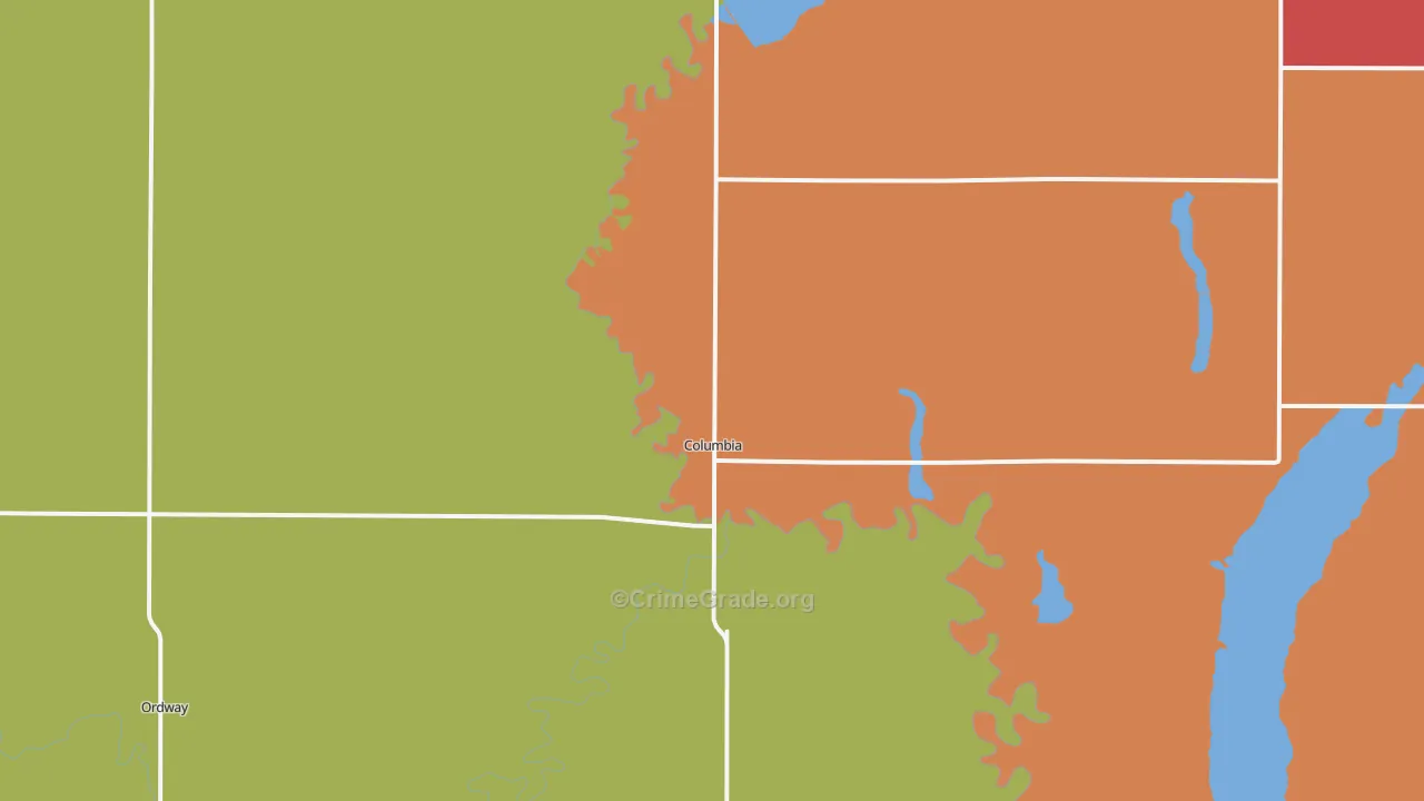 Columbia, SD Map of Drug-Related Crime Rates