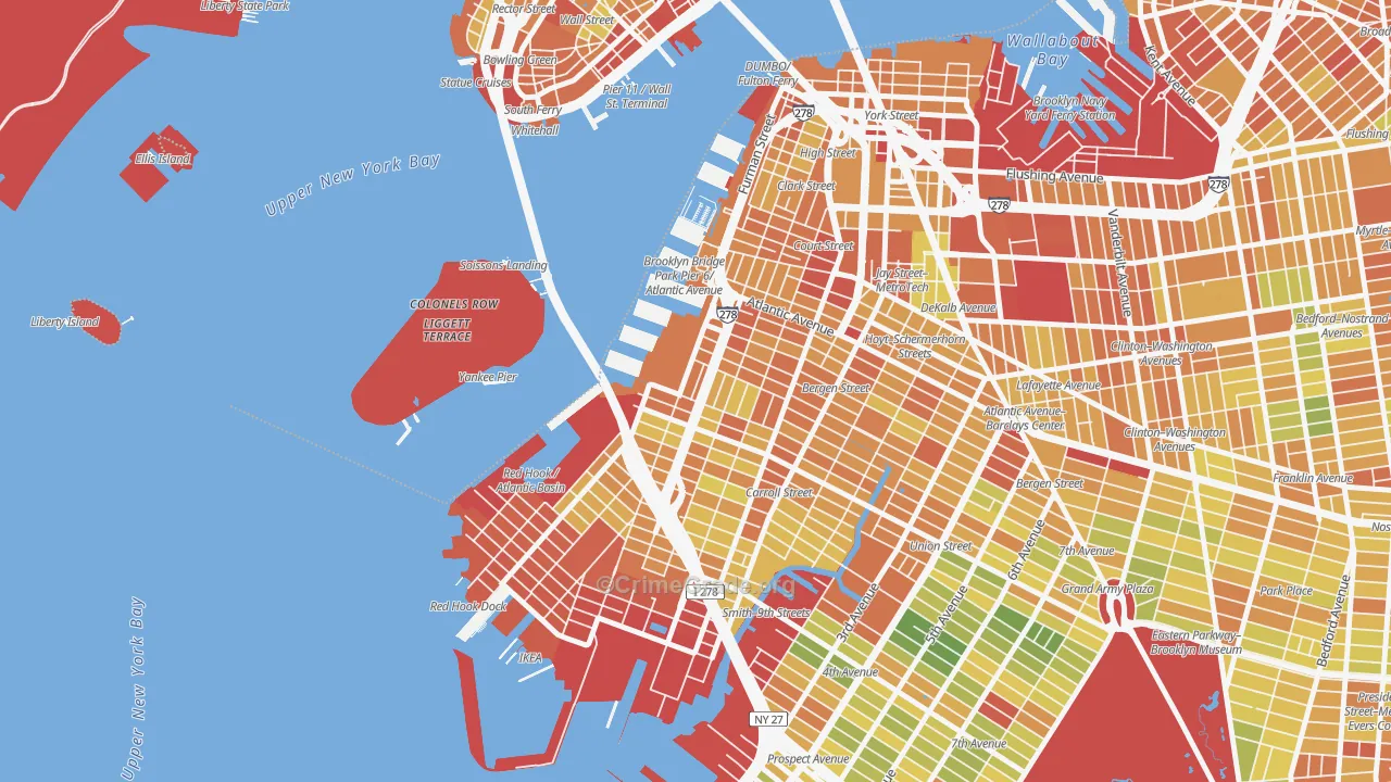 Columbia Street Waterfront District, Brooklyn, NY Map of Drug-Related Crime Rates