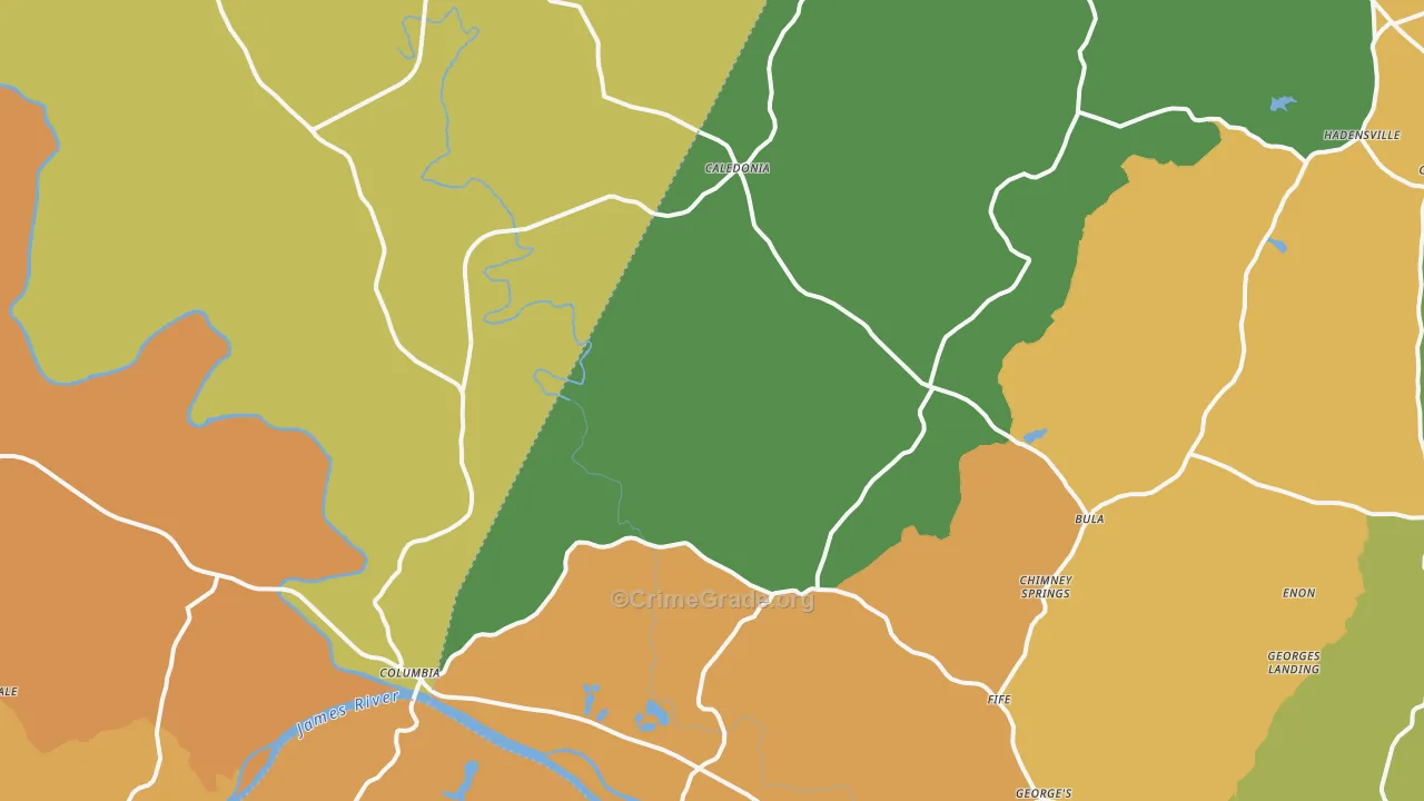 Columbia, VA Map of Drug-Related Crime Rates