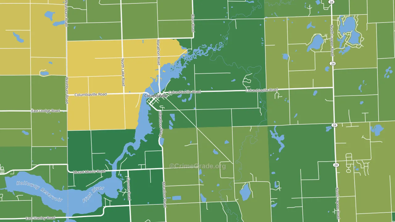 Columbiaville, MI Map of Drug-Related Crime Rates