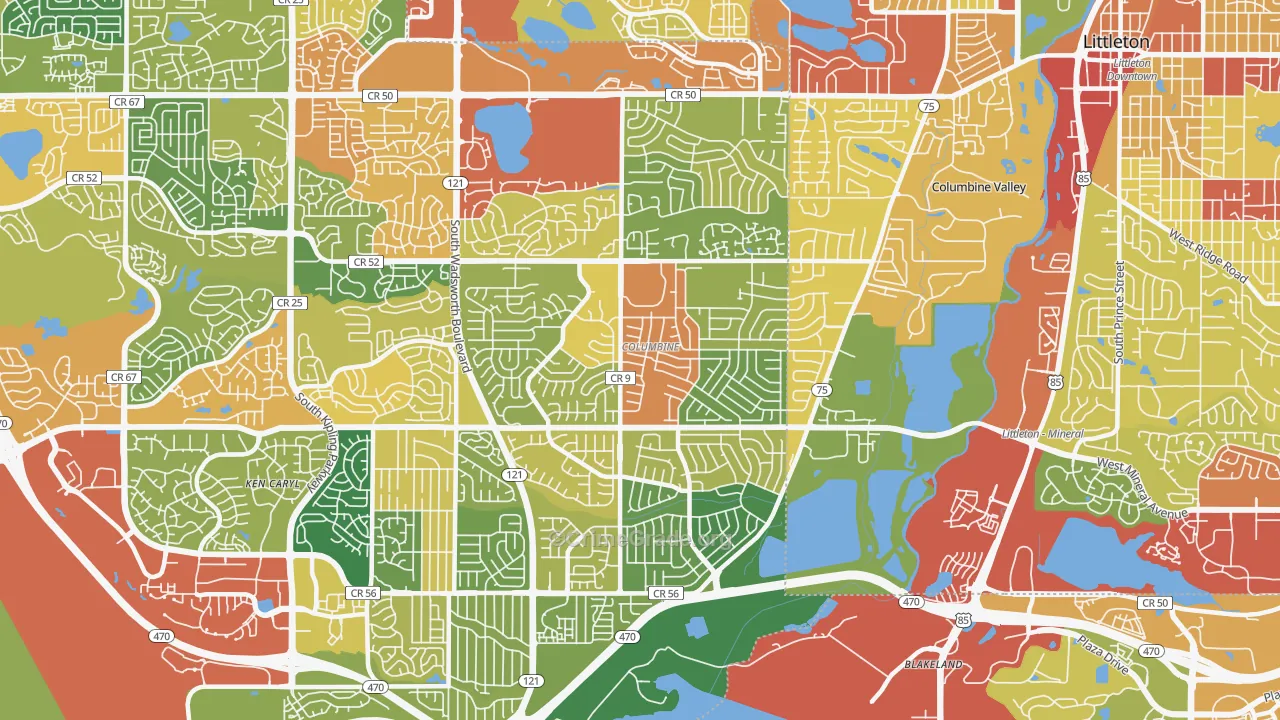 Columbine, CO Map of Drug-Related Crime Rates