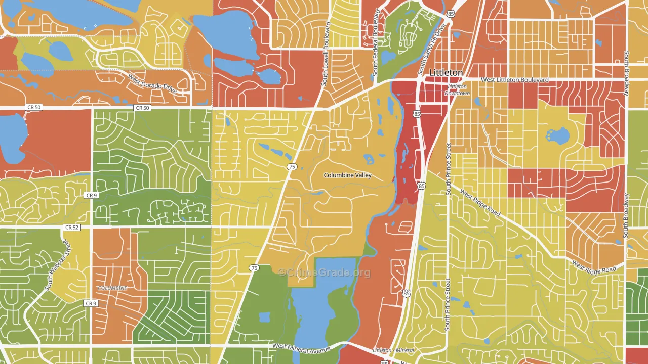 Columbine Valley, CO Map of Drug-Related Crime Rates