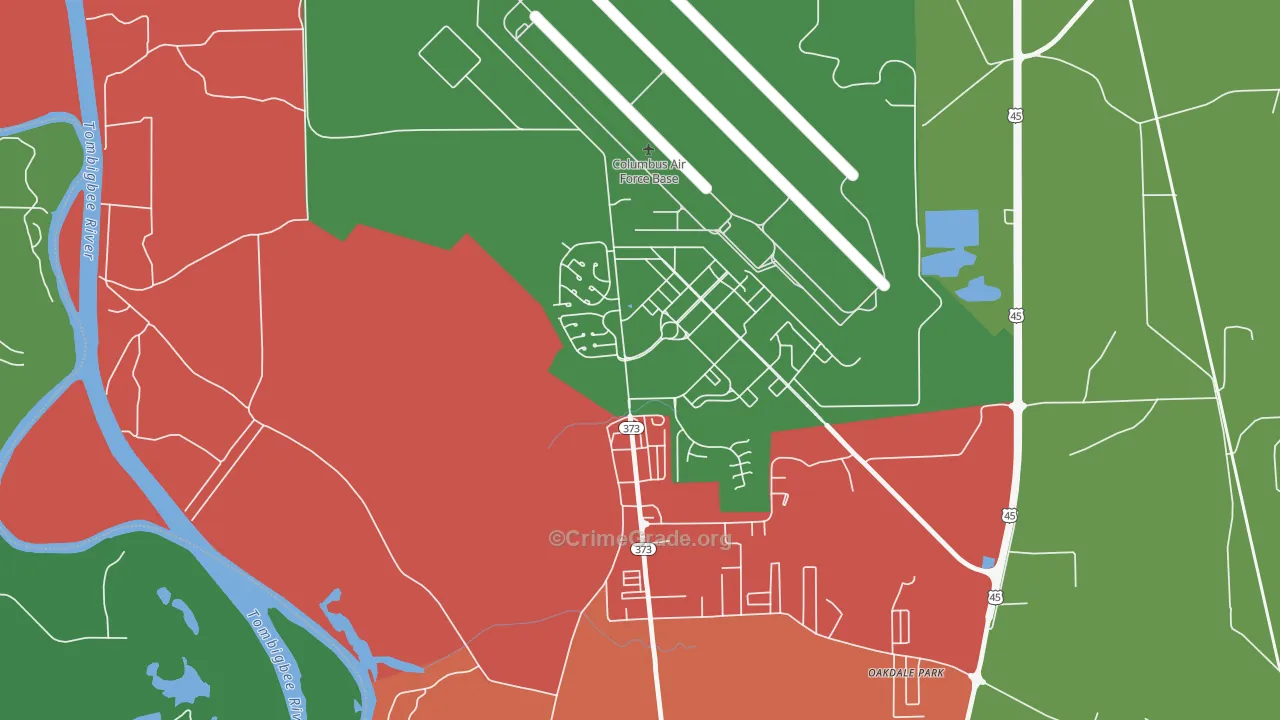 Columbus AFB, MS Map of Drug-Related Crime Rates