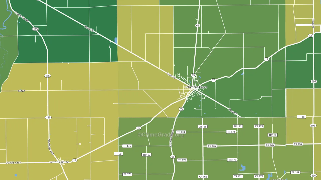 Columbus Grove, OH Map of Drug-Related Crime Rates