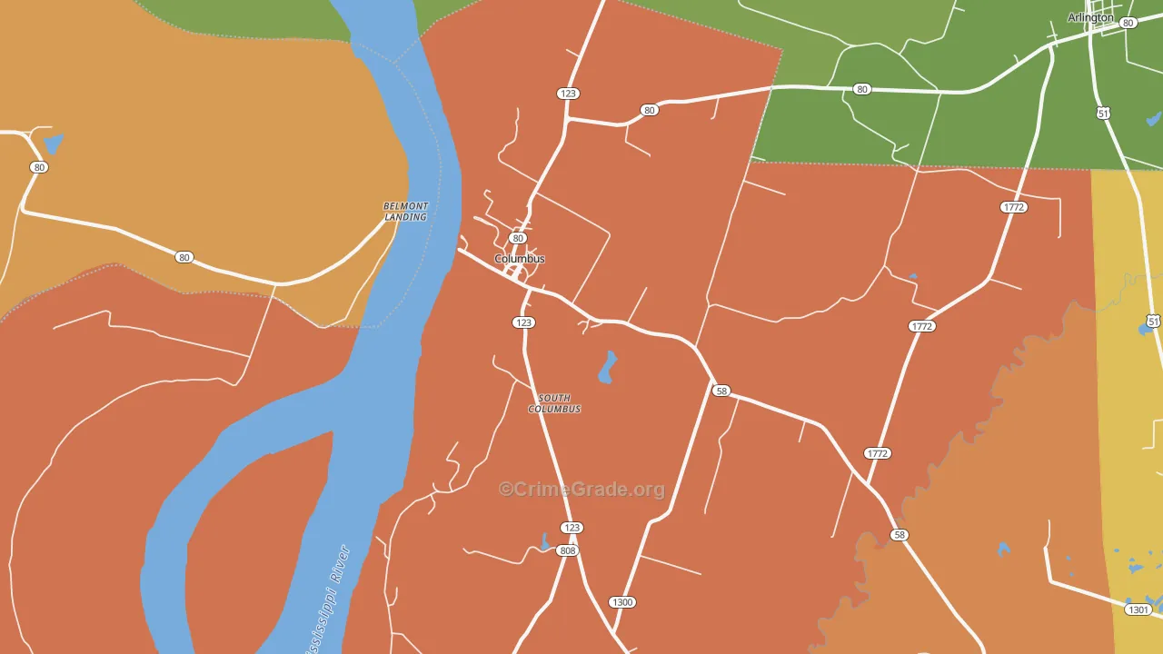 Columbus, KY Map of Drug-Related Crime Rates