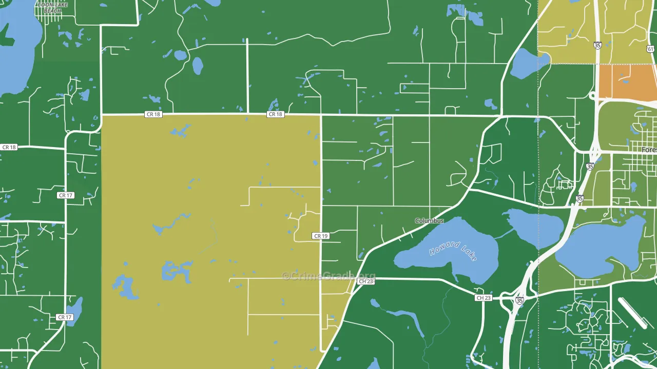 Columbus, MN Map of Drug-Related Crime Rates