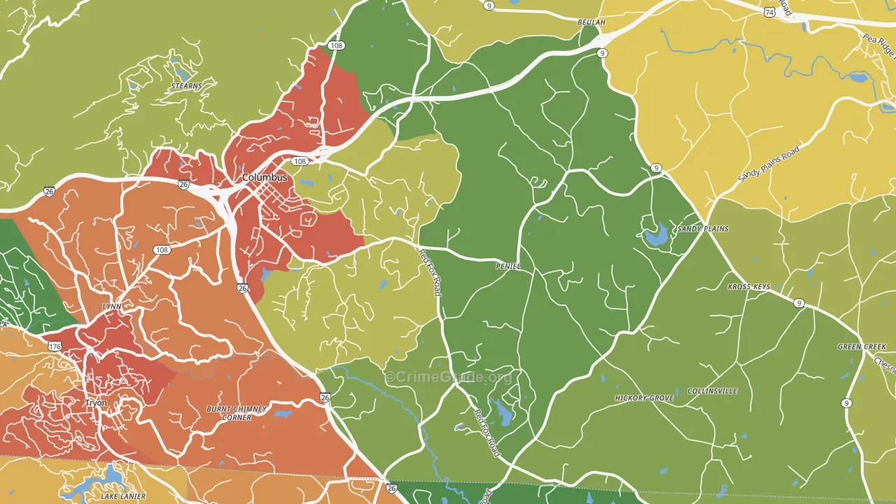 Columbus, NC Map of Drug-Related Crime Rates