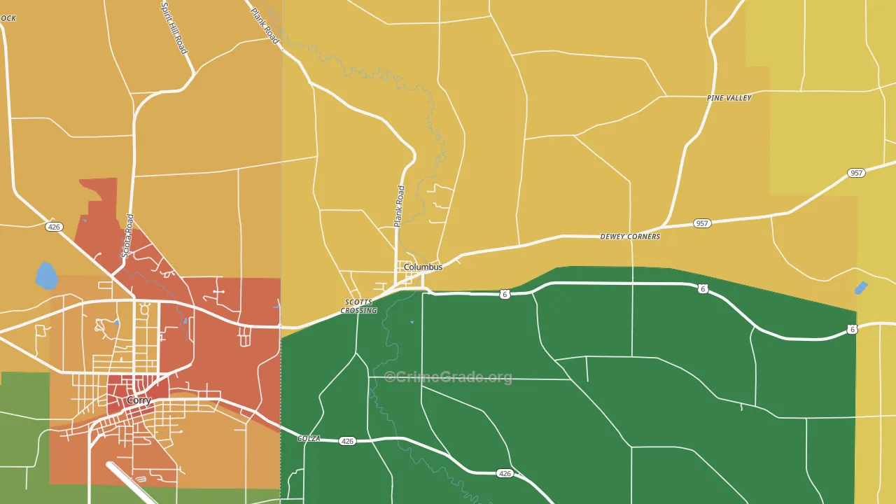 Columbus, PA Map of Drug-Related Crime Rates