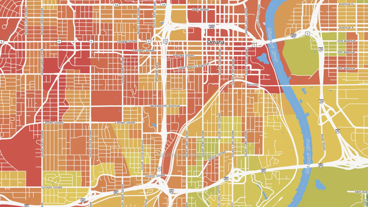 Columbus Park, Omaha, NE Map of Drug-Related Crime Rates