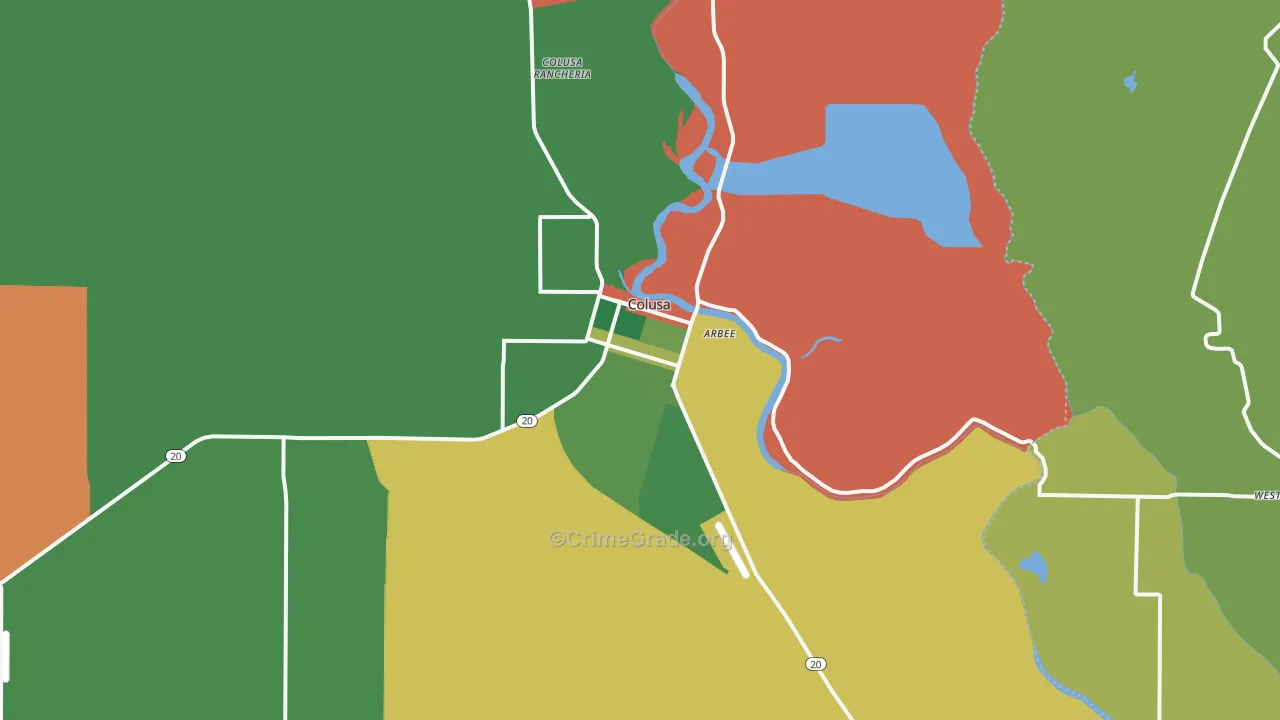 Colusa, CA Map of Drug-Related Crime Rates