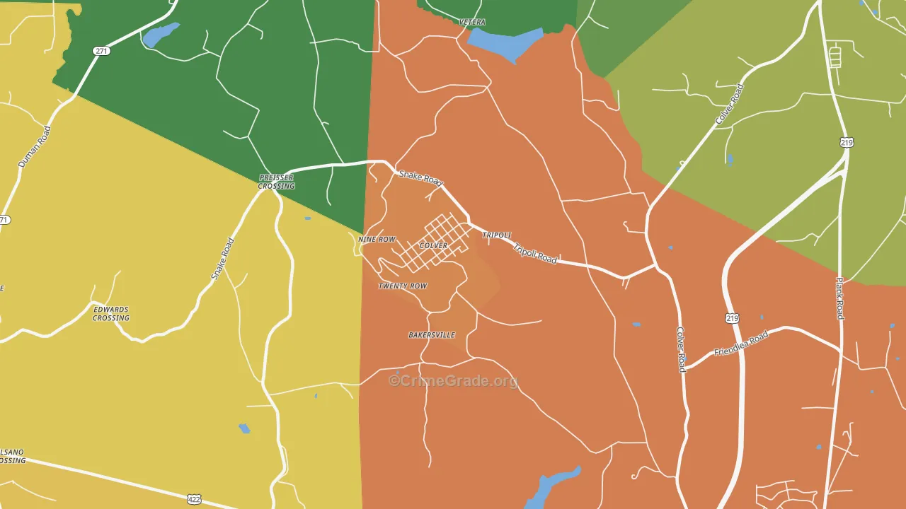 Colver, PA Map of Drug-Related Crime Rates