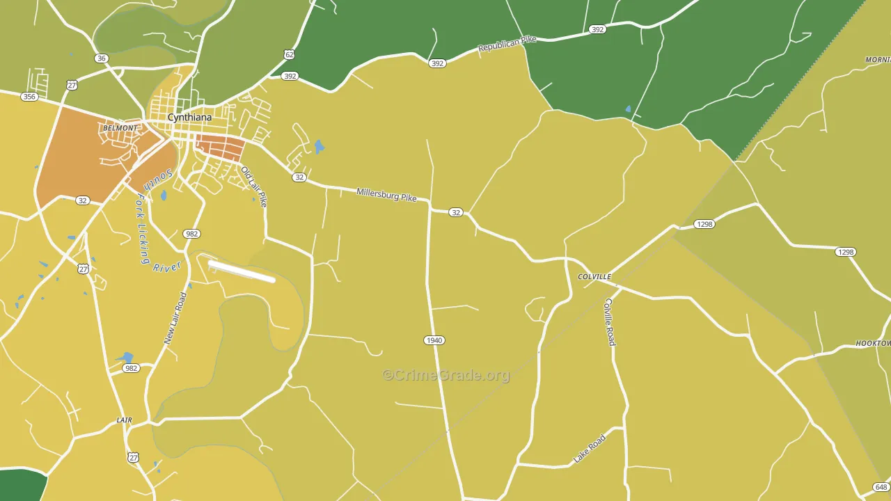 Colville, KY Map of Drug-Related Crime Rates