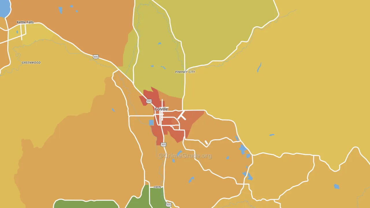 Colville, WA Map of Drug-Related Crime Rates
