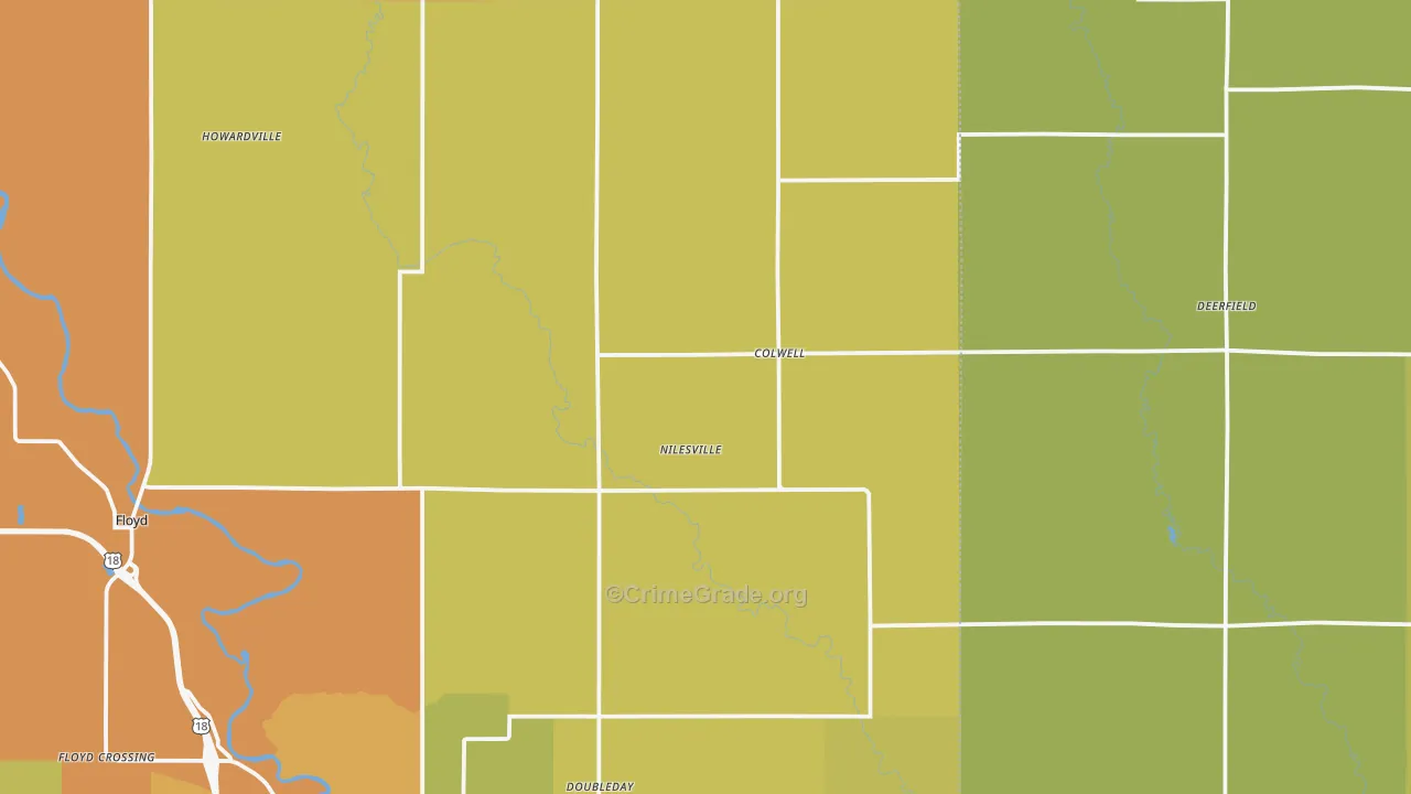 Colwell, IA Map of Drug-Related Crime Rates