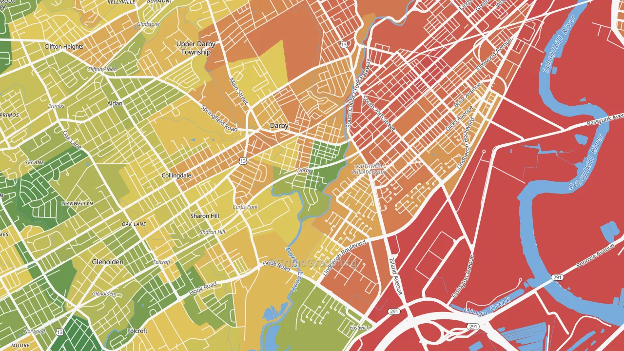 Colwyn, PA Map of Drug-Related Crime Rates