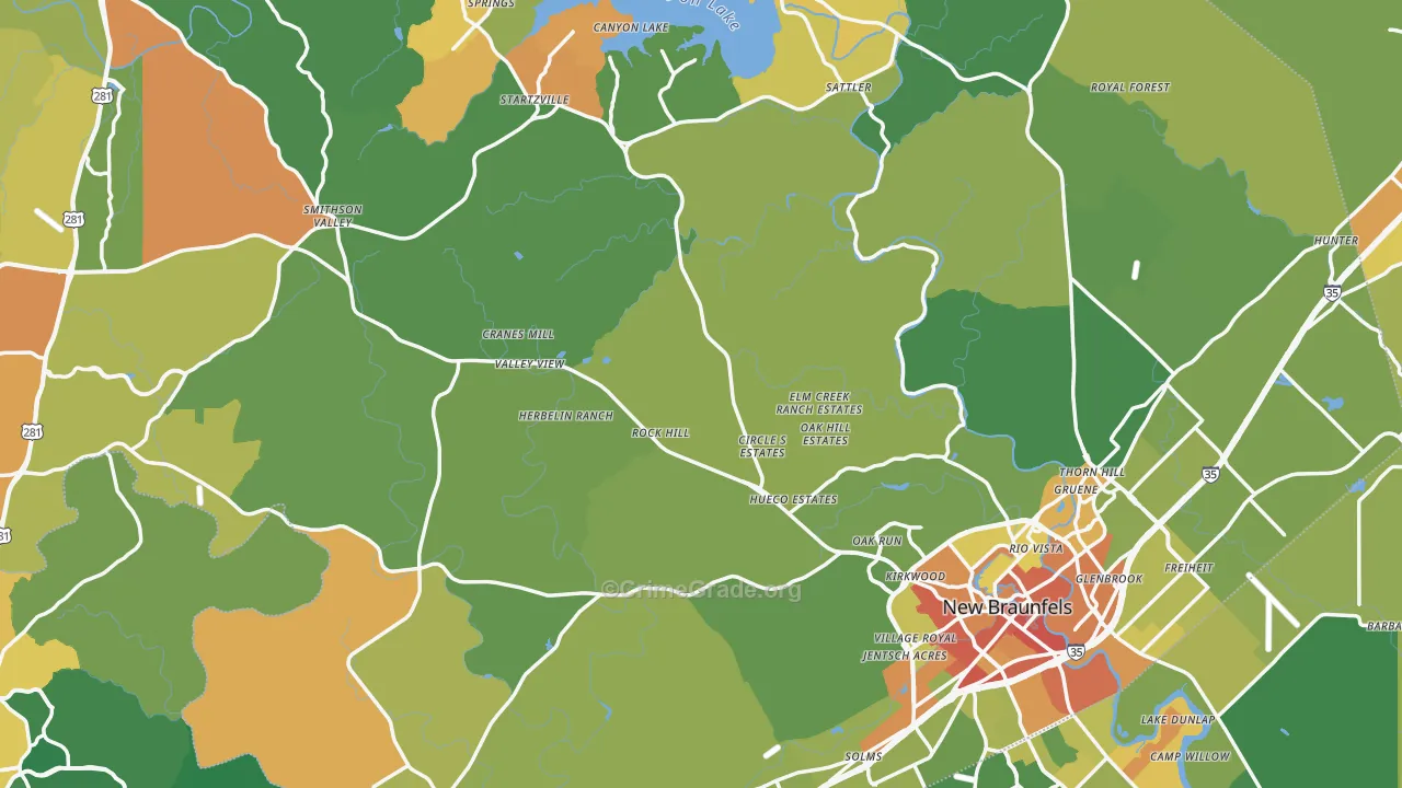 Comal County, TX Map of Drug-Related Crime Rates