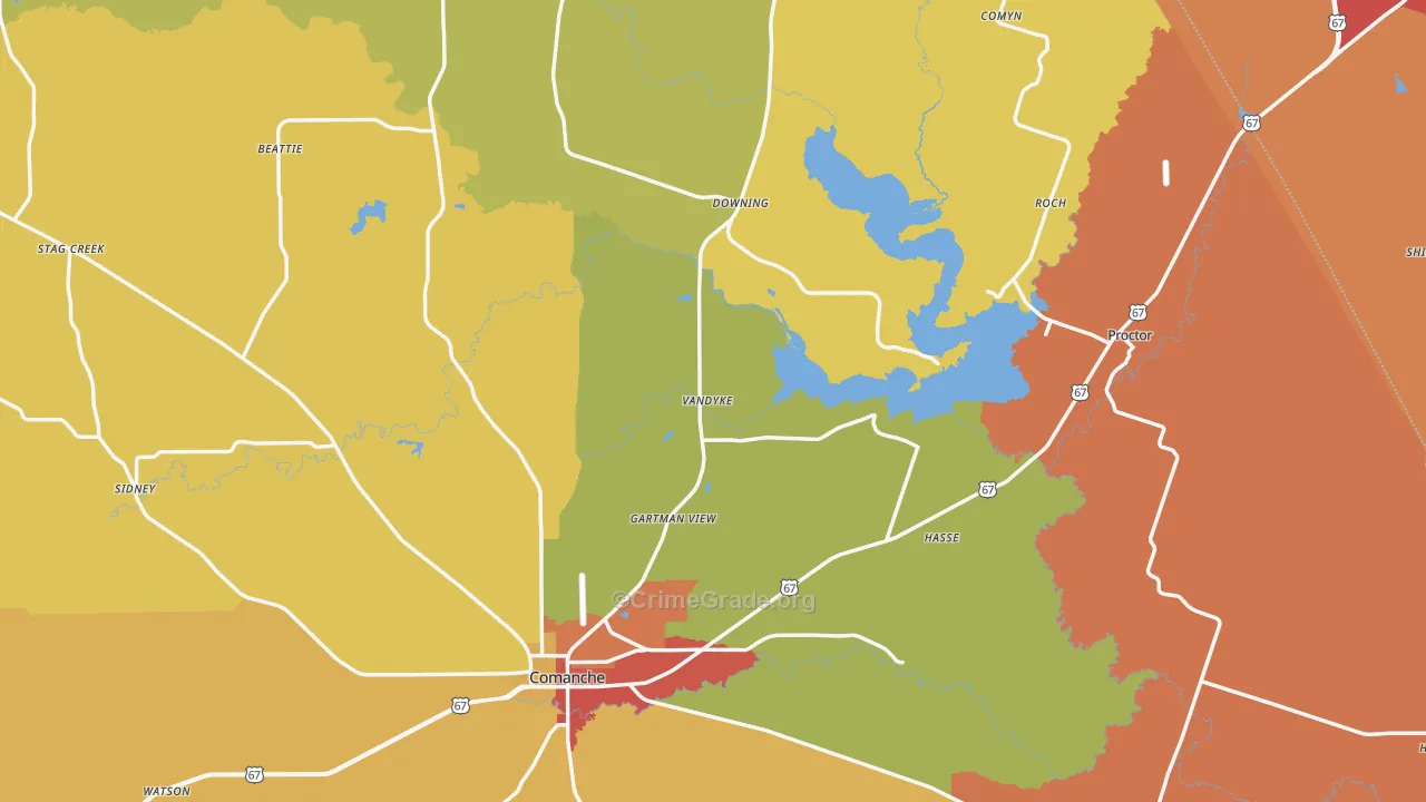 Comanche County, TX Map of Drug-Related Crime Rates