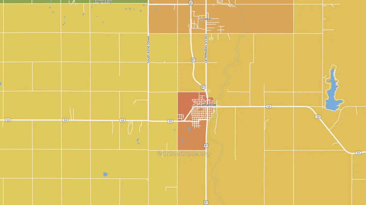 Comanche, OK Map of Drug-Related Crime Rates