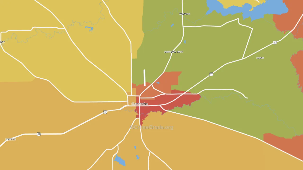 Comanche, TX Map of Drug-Related Crime Rates