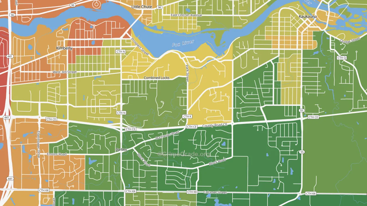 Combined Locks, WI Map of Drug-Related Crime Rates