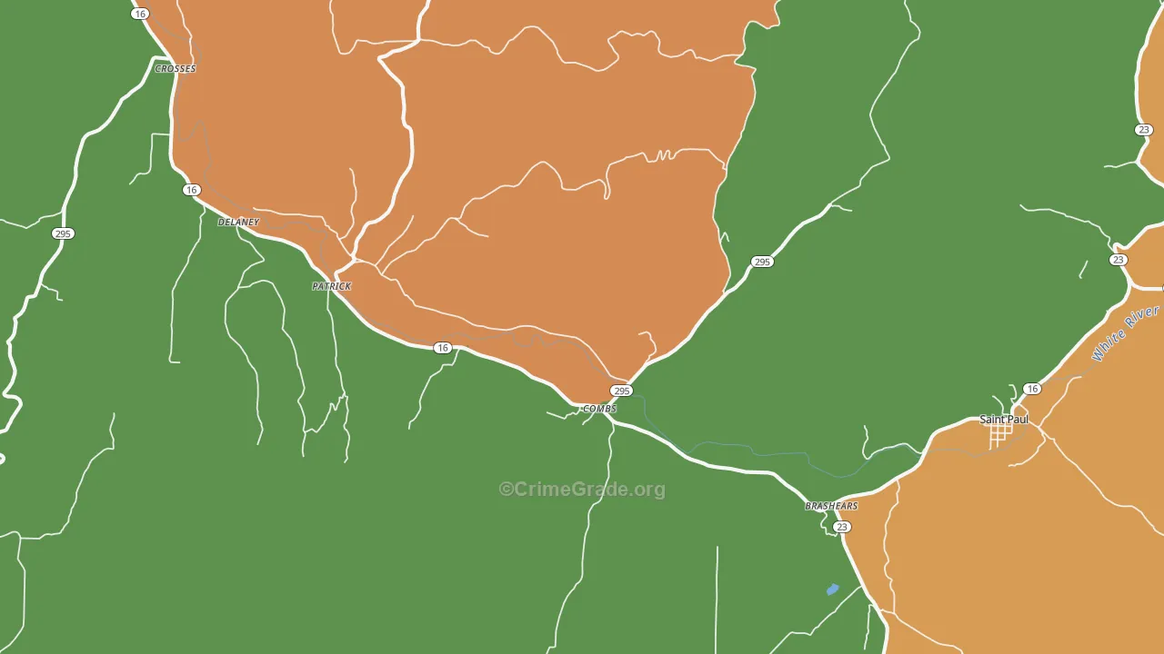 Combs, AR Map of Drug-Related Crime Rates
