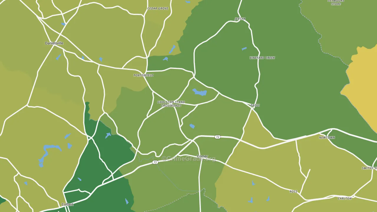Comer, GA Map of Drug-Related Crime Rates