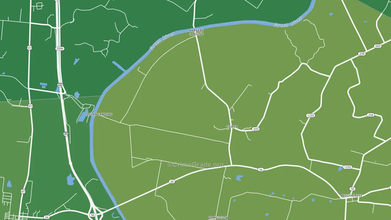 Comer, KY Map of Drug-Related Crime Rates