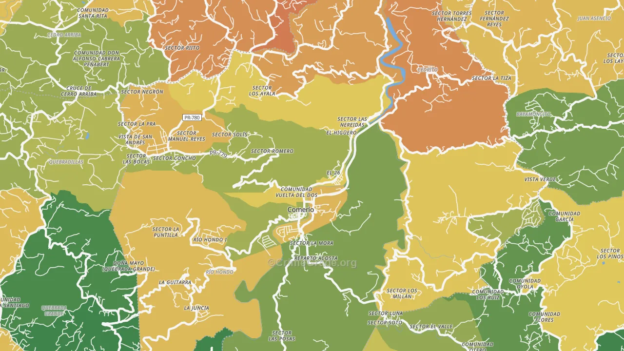Comerio Municipio, PR Map of Drug-Related Crime Rates