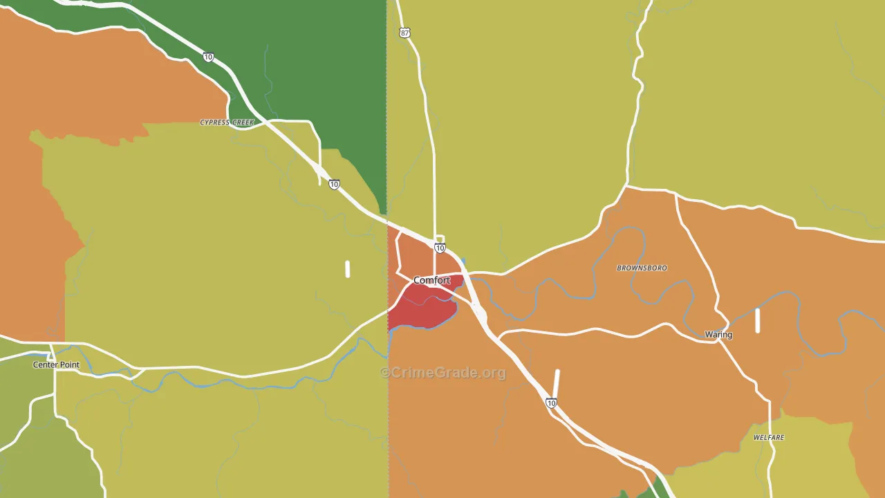 Comfort, TX Map of Drug-Related Crime Rates