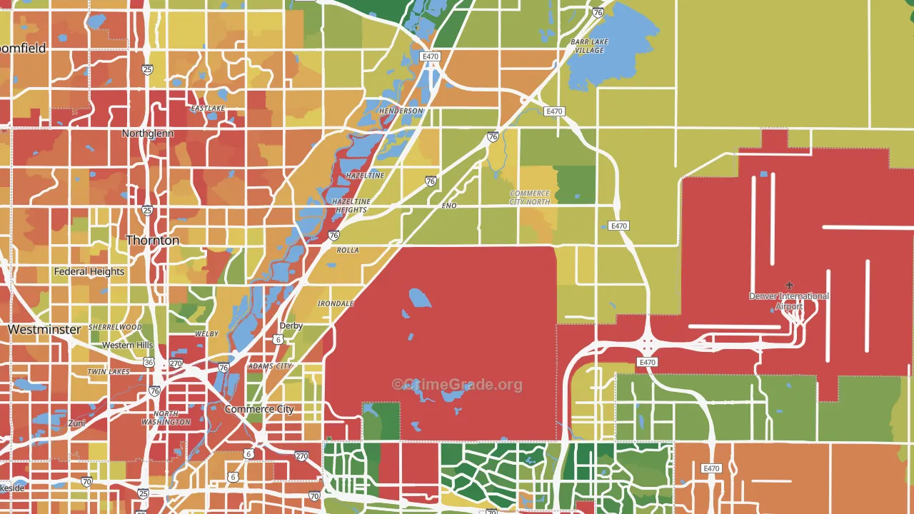 Commerce City, CO Map of Drug-Related Crime Rates