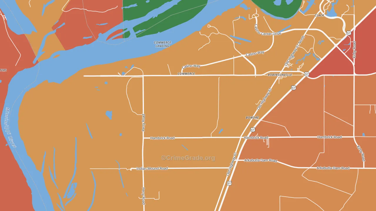 Commerce, MS Map of Drug-Related Crime Rates